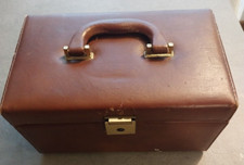 BAULETTO IN PELLE CON MANIGLIE PORTAGIOIE TRUCCHI VINTAGE 29 CM x 17 CM x 18 CM