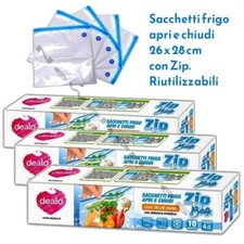 30 SACCHETTI FRIGO RIUTILIZZABILI A CHIUSURA ERMETICA CON ZIP APRI E CHIUDI 4 LT