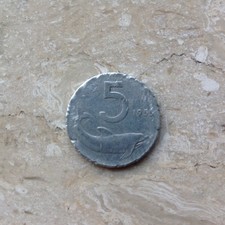 5 Lire 1955 Italia Delfino e Timone Diametro di 2,03 cm Peso di 1 Grammo