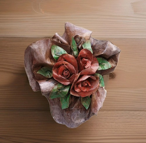Cestino rose cartapesta - in,