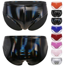 Bikini uomo PVC pelle slip jockstrap rigonfiamento marsupio mutandine costume intimo