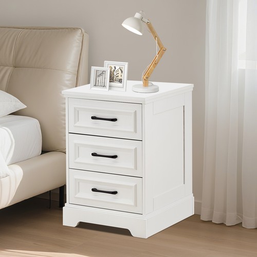 Comodino bianco con cassetti - 3,