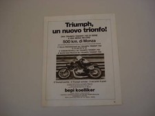 advertising Pubblicità 1972 MOTO TRIUMPH TRIDENT 750 ALLA 500 KM DI MONZA