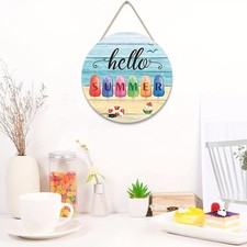 Cartello di benvenuto estivo Ornamento Gelato Cartello decorativo in legno