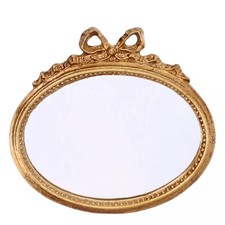 SPECCHIO OVALE FIOCCO 18 X 19 CM. COLOR ORO ANTICO ARTIGIANALE