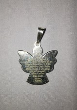 Ciondolo Angelo / Angioletto / Angelo Custode con Ave Maria ~Argento 925~