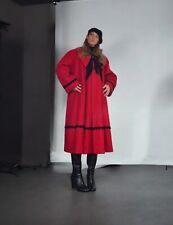 Cappotto Vintage donna rosso lana L 