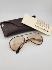 RARI OCCHIALI DA SOLE VINTAGE RAY BAN PELLE AVIATORE TABACCO PELLE 58' B&L