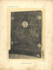 Stampa antica ARMADIO CINESE IN LEGNO LACCATO CINA CHINA 1922 Antique print T.20