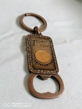 Portachiavi apri bottiglie colore rame 1 centesimo di Euro vero 2002 