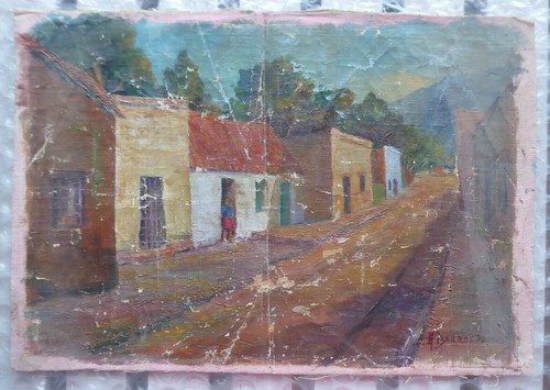 Vecchio dipinto olio calle - calle, san