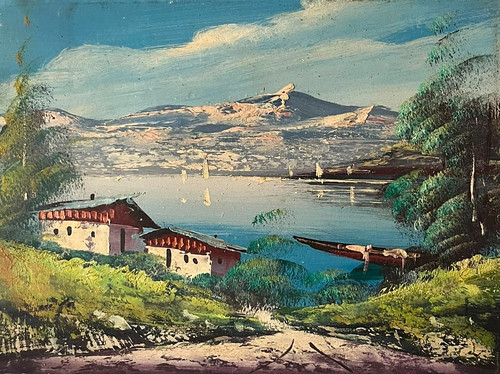 Dipinto olio tavola - su,