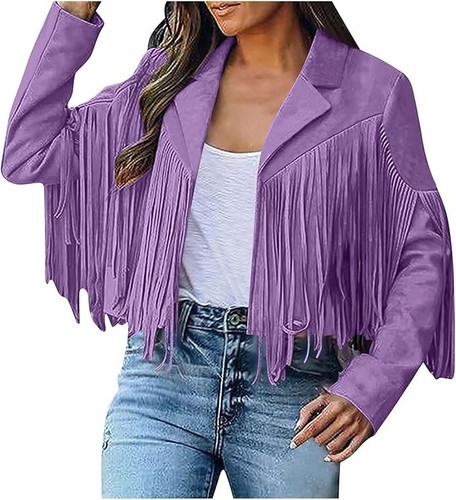 Giacca donna viola frange