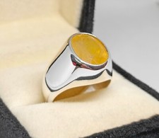 Anello da uomo in vero argento sterling 925 con zaffiro giallo