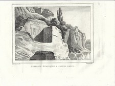 Stampa antica TOMBA ETRUSCA Castel d'Asso Viterbo 1834 Old antique print
