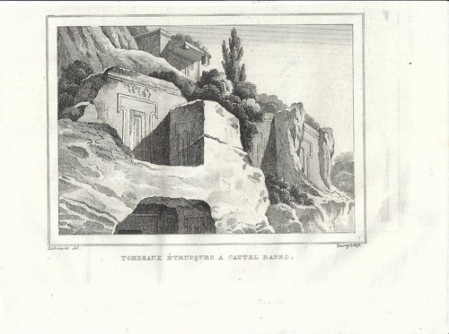 Stampa antica tomba - tomba, etrusca