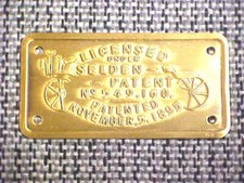 Selden Patent Plate ALL EARLY