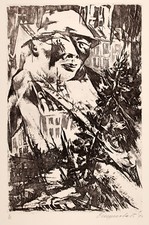  Cesco MAGNOLATO "L'abete" , 1971 acquaforte originale firmata 