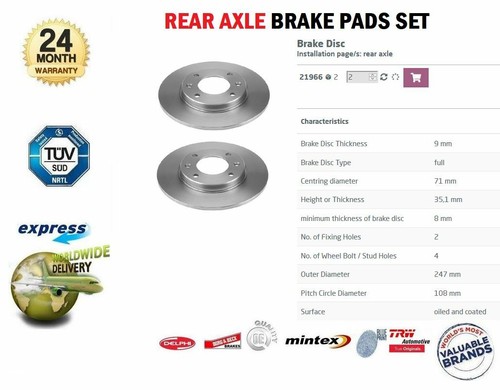 Rear axle solid brake - solid, discs