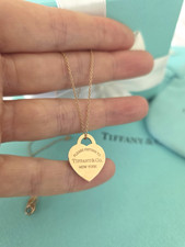 Ritorno a Tiffany & Co. RARISSIMA collana catena 16" con targhetta cuore Rubedo