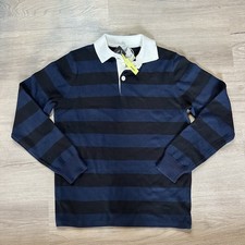Polo Rugby Uomo Aspesi Nera e Navy Manica Lunga Taglia Large Euro 48 Nuova con etichette