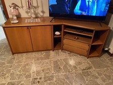 Mobile Porta TV 200cmx40 in Legno Massello Mogano con composizione angolare