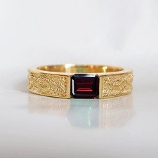 Anello granato rosso, argento