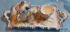 servizio caffè completo vassoio tazza zuccheriera ceramica a fiori dipinta mano