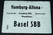 Zuglaufschild Hamburg-Altona > Basilea SBB Poster Metallo 14025. Treno 1.60AIO