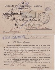 Militari: Deposito 7° Regg. Fanteria Milano Est - Racc. con targhetta n. 1398 ..