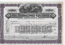 1928 * THE BRIDGEPORT GAS * AZIONE  USA STORICA AUTENTICA GRAFICA INTERESSANTE