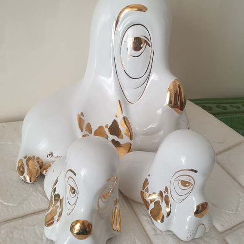 Tris statue cani ceramica - tris,