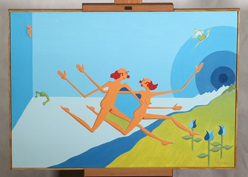 Figure paesaggio firmato - in,