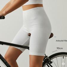 Pantaloncini donna XL IT46 bianchi a coste, estivi, comodi, vita elastica