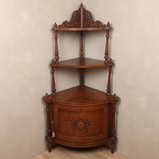 Antica Angoliera Mobile Legno Stile Vittoriano Intarsiato Italia Primi XX Sec.