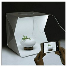 STUDIO SET FOTOGRAFICO PORTATILE GRANDE 30CM LIGHT BOX CON LUCI LED 2 SFONDI