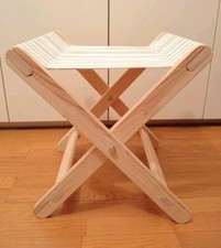 Sedia Sgabello in abete con seduta in cotone lavabile nuova