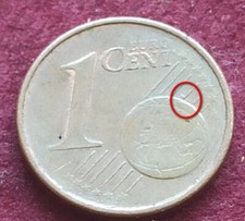 Moneta rara 1 Centesimo Germania 2002 - Eccesso di materiale e difetto di conio