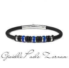 Bracciale Borsari Gioielli in corda nautica nera e argento BR-SAT00C