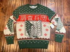 Maglione maglia acrilica verde natalizio Attack On Titan Scout Regiment, taglia S