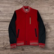 Nike Bomber Giacca Abbigliamento Sportivo Distruttore Misto Lana Varsity Rosso Small 2011