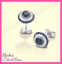 ORECCHINI ORO B. 18K : VERI ZAFFIRI E DIAMANTI NATURALI 1.49 CARATI CERTIFICATO