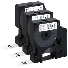 3x 45013 Compatibile per Dymo Nastro 12mm x 7m Etichette D1 S0720530 Nero su