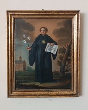 Antico dipinto olio su tela- XVIII secolo -SAN NICOLA DA TOLENTINO