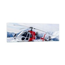 Quadro su Vetro 160x50cm Elicottero montagne picco inverno Stampe Moderni Murale