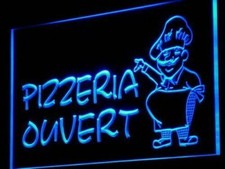 Insegna Luminosa Neon Pizzeria Ouvert APERTA Pizzeria Decorazione Negozio