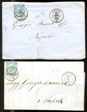 LECCE 1865-REGNO-FERRO di CAVALLO-2 LETTERE per NAPOLI