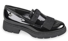 VALLEVERDE V45552 MOCASSINO SLIPON SCARPE DA INFILARE DONNA VERNICE BLACK NERO