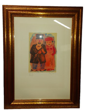 Franz Borghese 1978 figure coppia colorata a mano cm. 51x34 (foglio)