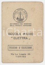 1954 TORINO Scuola Radio Elettra - Tessera 7x11 cm